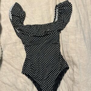 J Crew Polka Dot Ruffle Sleeve One Piece NWT